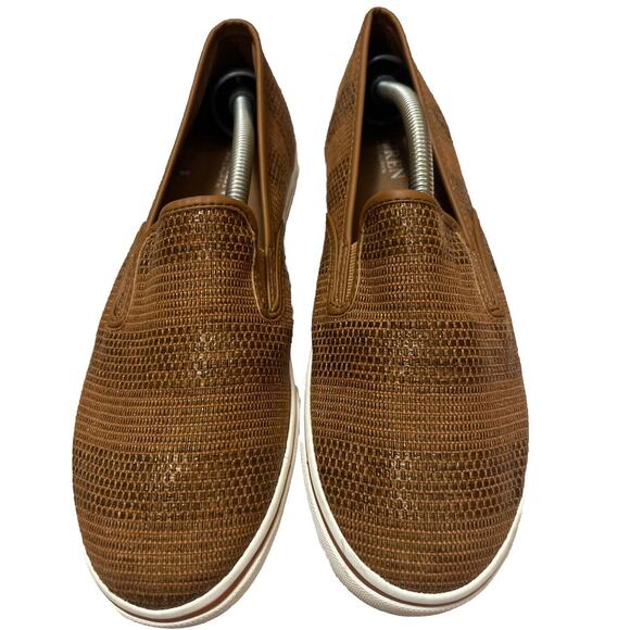 Lauren Ralph Lauren Janis Tan Leather Slip On Loafers Shoes Size 9 Lauren Ralph Lauren 5.5 B Janis Textured Straw Slip On Shoes  main image 2